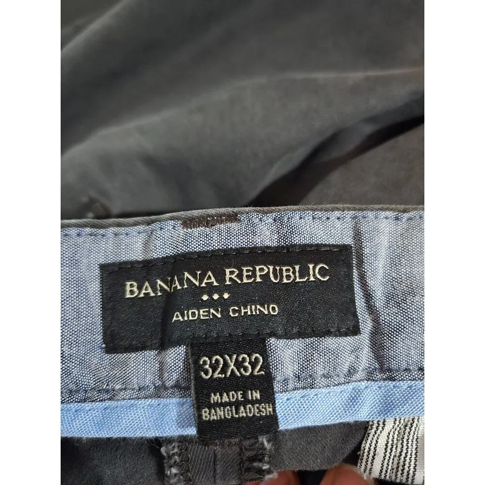 Banana Republic Mens Gray Aiden Straight Chino Pants 32/32 Preppy Neutral Career